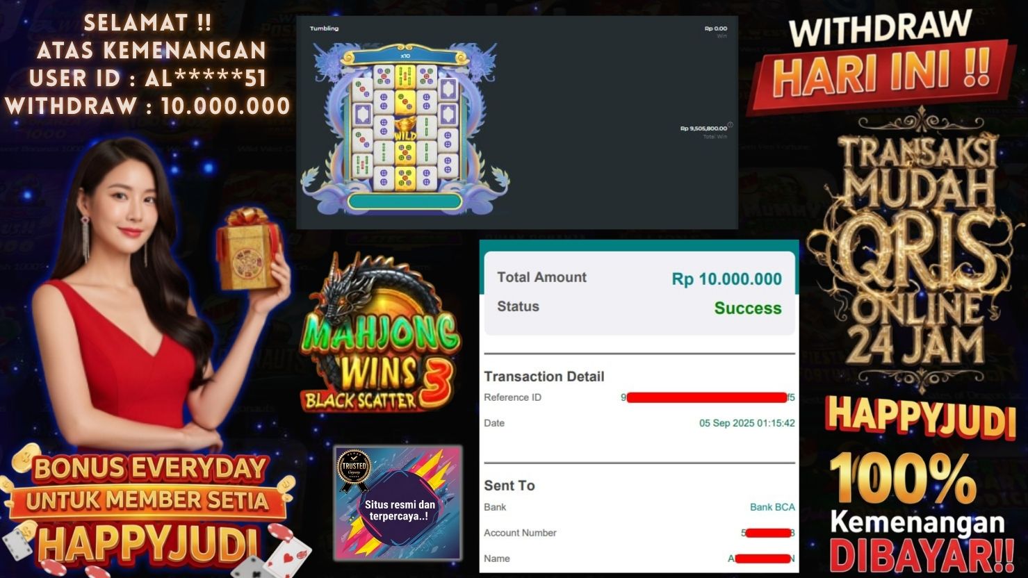 HAPPYJUDI JACKPOT SLOT MAHJONG WINS 3 BLACK SCATTER